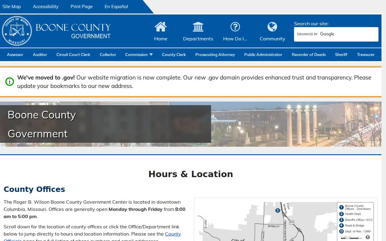 Boone County court docket records access at the Boone County Courthouse official location panel