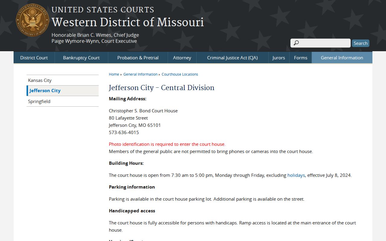 Boone County court docket users directed to the separate Western District federal courthouse channel